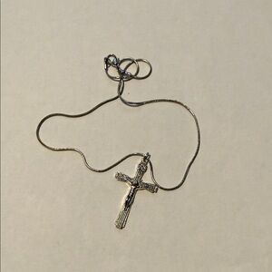 Silver- tone Crucifix Pendant Necklace - Silver